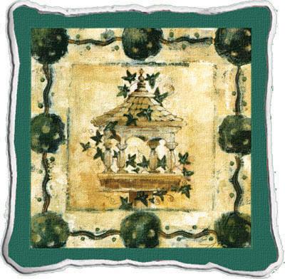 Garden View Abstract Tapestry Cushion - Classic Collage, 17in x 17in