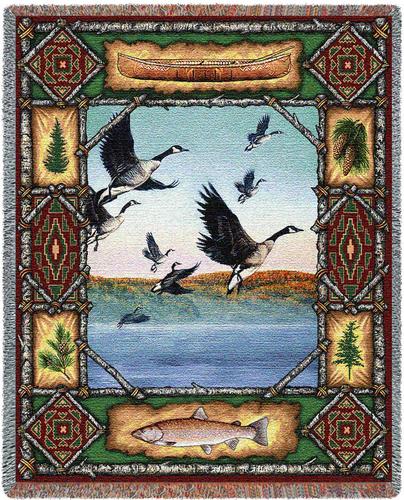 Geese Lodge Tapestry Throw, 54in x 70in Geese Lodge Tapestry Throw, 54in x 70in