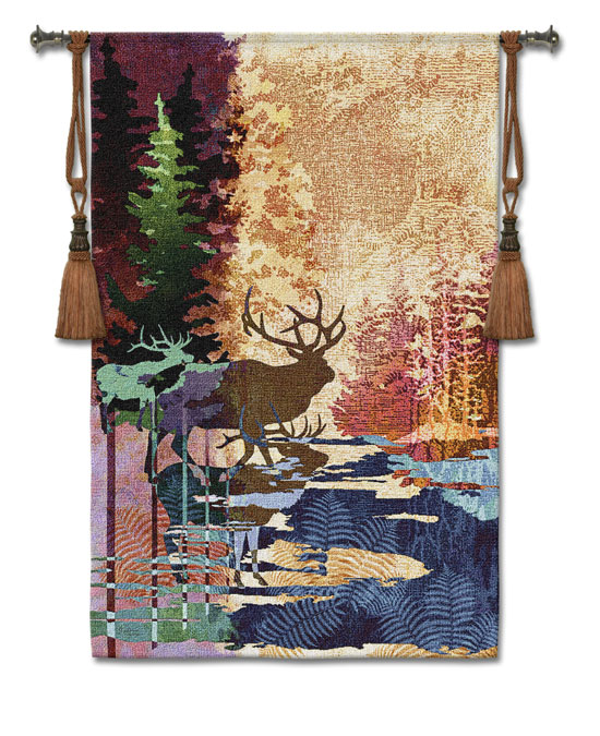 Ghosts Of The Tall Timber Animal Tapestry Wall Hanging - Elk Picture, 83in X 53in