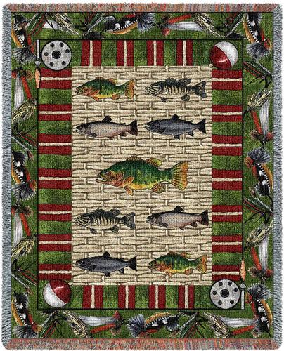 Gone Fishing Tapestry Throw, 70in x 53in