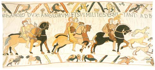 Guillaume Le Conquerant Knight Tapestry Wall Hanging - Bayeux Design, 29in X 62in