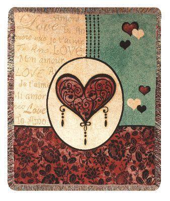 Heart Felt Tapesty Throw, 51in x 68in Heart Felt Tapesty Throw, 51in x 68in