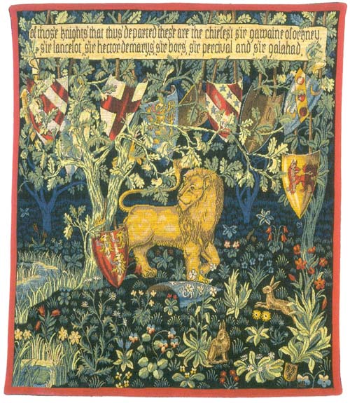 Heraldic Lion William Morris Wall Tapestry - Medieval Picture, 50in x 40in