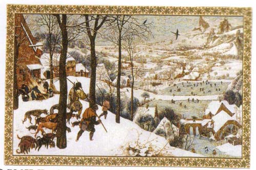 Hunting In The Snow Tapestry Wall Hanging, 25in X 43in