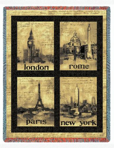 International Cities Tapestry Throw, 54in x 70in