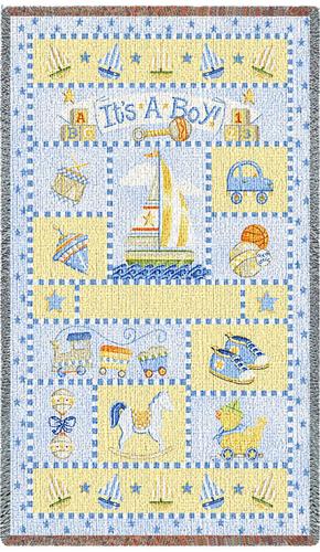 It's a Boy Mini Tapestry Throw, 54in x 35in