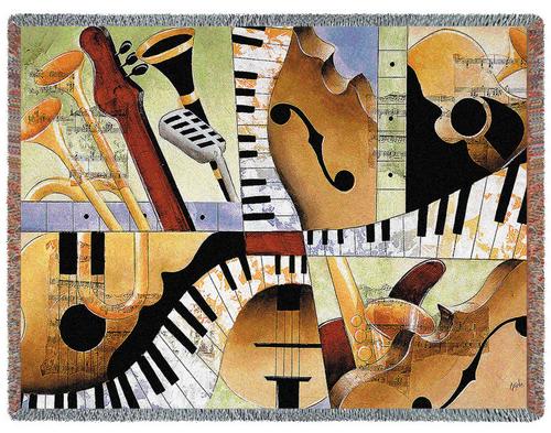 Jazz Medley I Tapestry Throw, 54in x 70in Jazz Medley I Tapestry Throw, 54in x 70in