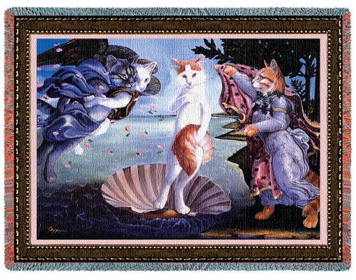 Kitty on a Half Shell Tapestry Throw, 70in x 53in