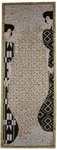 Silhouettes Abstract Painting Tapestry Wall Hanging - Gustav Klimt Art, 78in X 28in