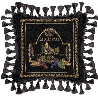 La Bella Classic Tapestry Cushion - Black Style, 27in x 27in