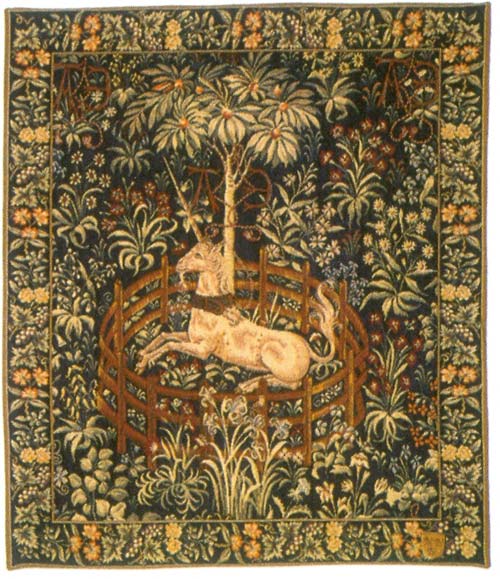 La Licorne Captive Medieval Wall Tapestry - Unicorn Picture, 37in X 30in