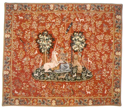 La Vue (Sight) Medieval Wall Tapestry - Unicorn Picture, 42in x 50in