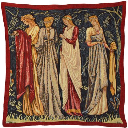 Ladies of Camelot Tapestry Cushion Cover - Classic Home Decor Collection, 18in x 18in cushion cover