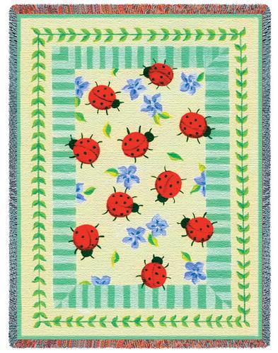 Lady Bug Garden Tapestry Throw, 54in x 70in Lady Bug Garden Tapestry Throw, 54in x 70in
