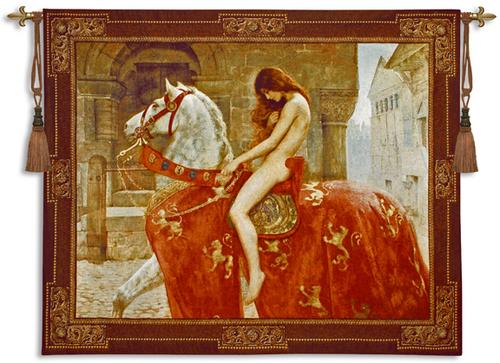Lady Godiva Medieval Wall Tapestry - Woman Portrait, 53in x 43in