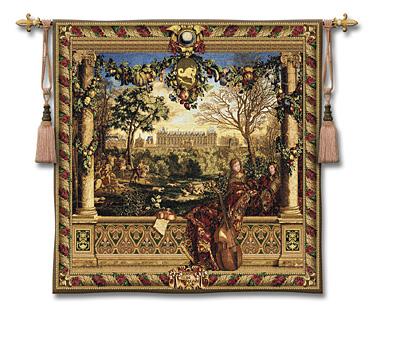 Le Chateau de Monceau Renaissance Wall Tapestry - Castle Scene, 53in x 53in
