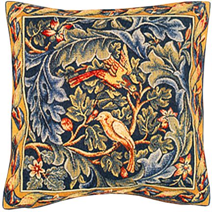 Les Oiseaux Tapestry Cushion Cover - Classic Home Decor Collection, 18in x 18in cushion cover