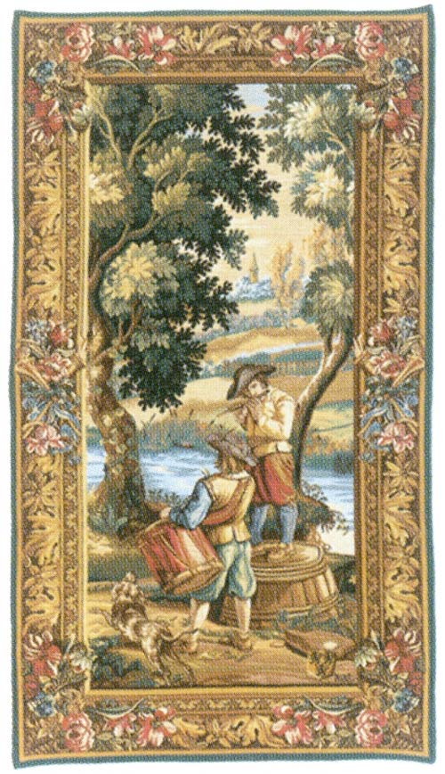 Les Sonneurs Du Roi - Les Tambours (Right Panel) Medieval Tapestry Wall Hanging, 70in X 36in