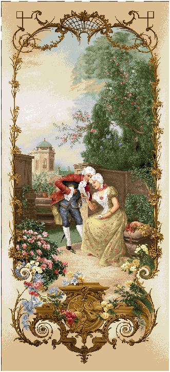 Lesson Of Eloquence Romantic Pastoral Scene Tapestry Wall Hanging, H68inx W28in Lesson Of Eloquence Romantic Pastoral Scene Tapestry Wall Hanging, H68inx W28in