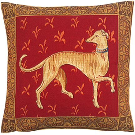 Levrier De Cluny Tapestry Cushion Cover - Cluny Home Decor Collection, 18in x 18in cushion cover