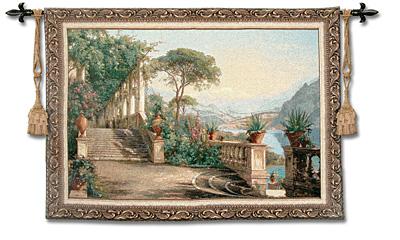 Lodge at Lake Como Mediterranean Seaside Wall Tapestry, 53in x 36in
