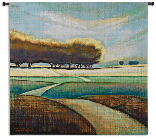 Looking Back II Tapestry Wall Hanging, 52in x 48in - Contemporary Landscape