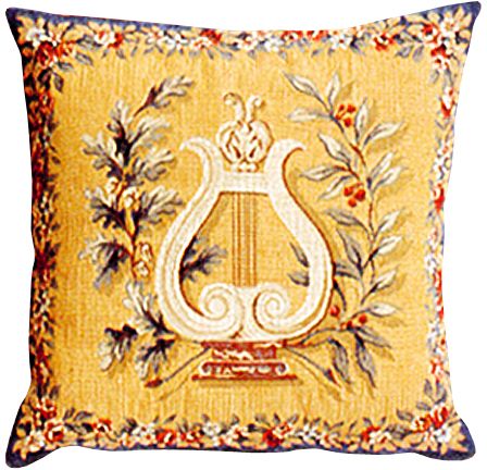 Lyre Tapestry Cushion Cover - European Home Decor Collection, 18in x 18in cushion cover