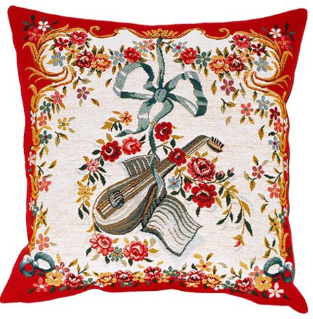 Mandoline Rouge Tapestry Cushion Cover - European Home Decor Collection, 18in x 18in cushion cover Mandoline Rouge Tapestry Cushion Cover - European Home Decor Collection, 18in x 18in cushion cover