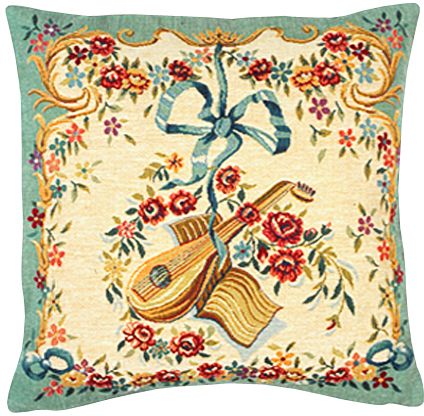 Mandoline Vert Tapestry Cushion Cover - European Home Decor Collection, 18in x 18in cushion cover
