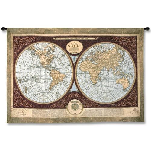 Map of the World Map Wall Tapestry, 53in x 36in