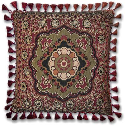 Masala Anise Ornamental Tapestry Cushion - Asian Style, 24in x 24in Masala Anise Ornamental Tapestry Cushion - Asian Style, 24in x 24in