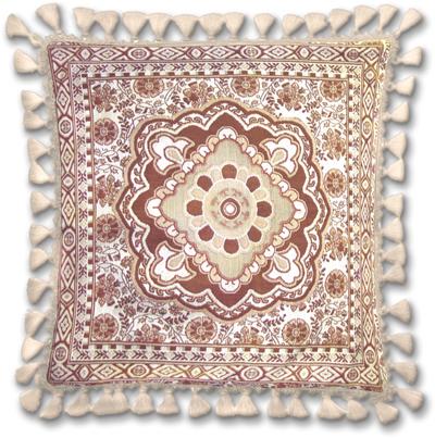 Masala Clove Ornamental Tapestry Cushion - Asian Style, 24in x 24in