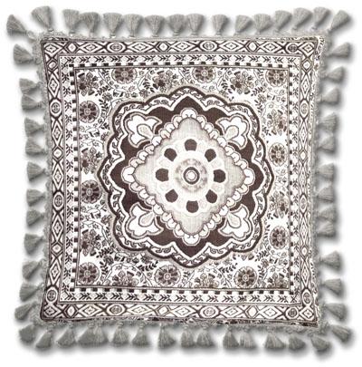 Masala Licorice Ornamental Tapestry Cushion - Asian Style, 24in x 24in Masala Licorice Ornamental Tapestry Cushion - Asian Style, 24in x 24in