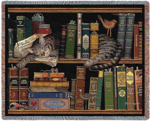 Max In The Stacks Tapestry Throw, 53in x 70in Max In The Stacks Tapestry Throw, 53in x 70in
