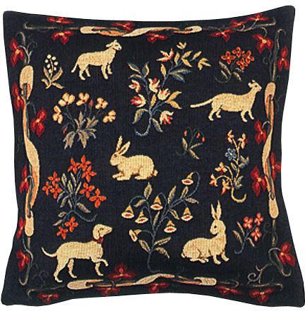 Medieval Design Bleu Tapestry Cushion Cover - Classic Home Decor Collection, 18in x 18in cushion cover