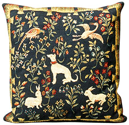Mille Fleurs Animals Tapestry Cushion Cover - Classic Home Decor Collection, 18in x 18in cushion cover