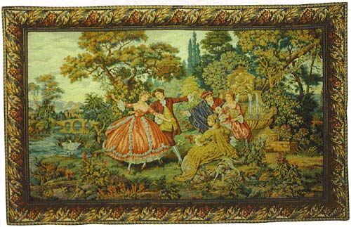 Francois Boucher Pastoral Tapestry Romantic Scene LA FONTAINE - Fountain, 25in x 38in