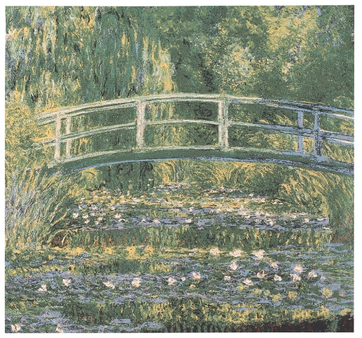 Monet's Japaneese Bridge At Giverny Tapestry Wall Hanging, 55in x 55in