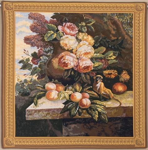 Monkey In Still Life II Tapestry Wall Hanging, 39in x 57in