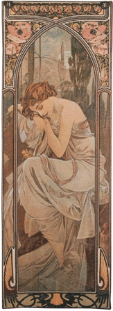 Mucha Nuit Tapestry Wall Hanging - Hours of the Day Series, 76in x 28in