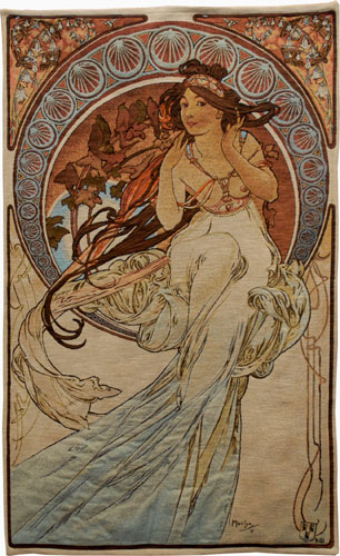 Music Romantic Tapestry Wall Hanging - Alphonse Mucha Art, 45in X 27in Music Romantic Tapestry Wall Hanging - Alphonse Mucha Art, 45in X 27in