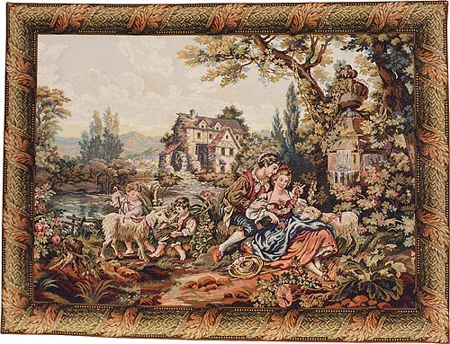 Noble Pastorale Romantic Tapestry Wall Hanging, 65in X 80in