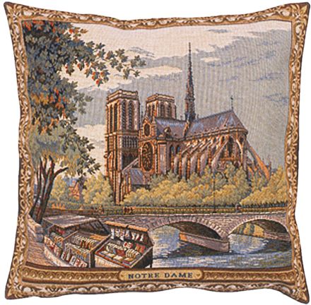 Notre Dame II City View Tapestry Cushion Cover - European Home Decor Collection, 18in x 18in cushion cover