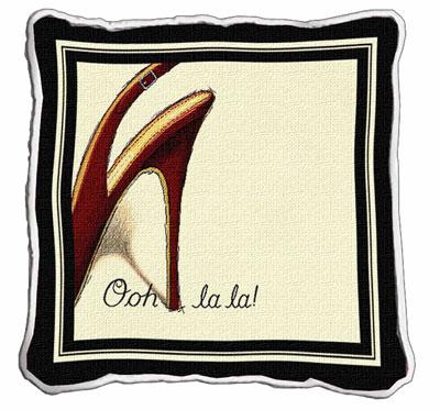 Ooh La La Contemporary Tapestry Cushion - Fashion Design, 17in x 17in
