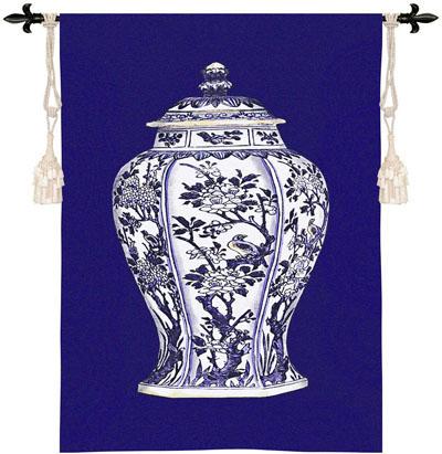 Oriental Blue I Still Life Wall Tapestry, 26in x 36in