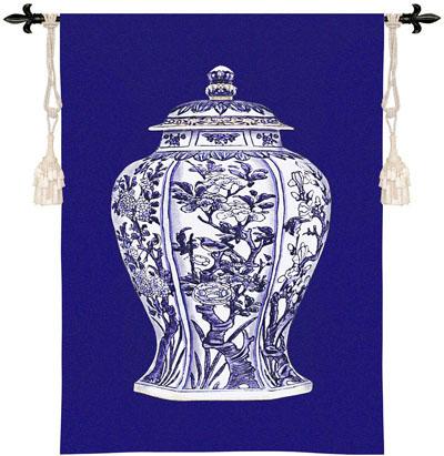 Oriental Blue II Tapestry Wall Hanging, 26in x 36in