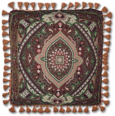 Paradise Cinnabar Ornamental Tapestry Cushion - Asian Motif, 24in x 24in