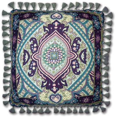 Paradise Garden Ornamental Tapestry Cushion - Asian Motif, 24in x 24in