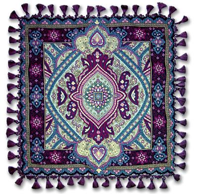 Paradise Plum Ornamental Tapestry Cushion - Asian Motif, 24in x 24in Paradise Plum Ornamental Tapestry Cushion - Asian Motif, 24in x 24in