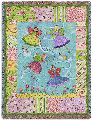 Patchwork Fairies Tapestry Throw, 53in x 70in Patchwork Fairies Tapestry Throw, 53in x 70in